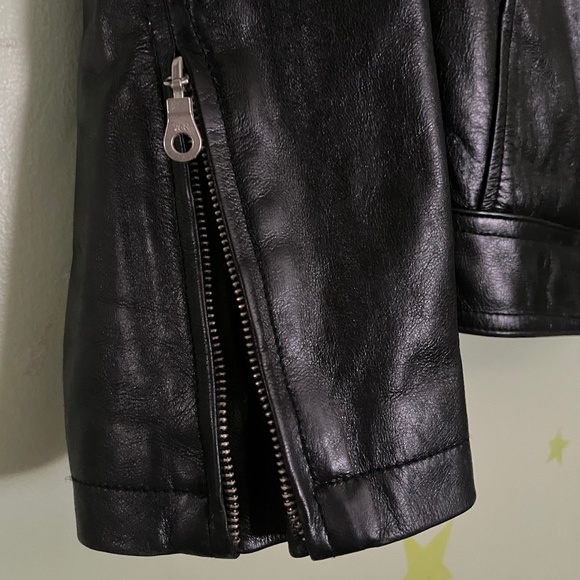 Black Leather Jacket Satin Lined Like New Women's Small - Picture 9 of 15